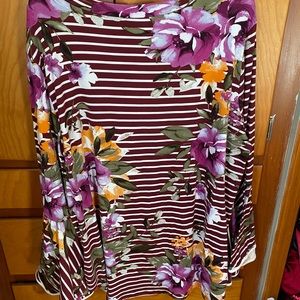 Oddy purple and white stripped floral shirt